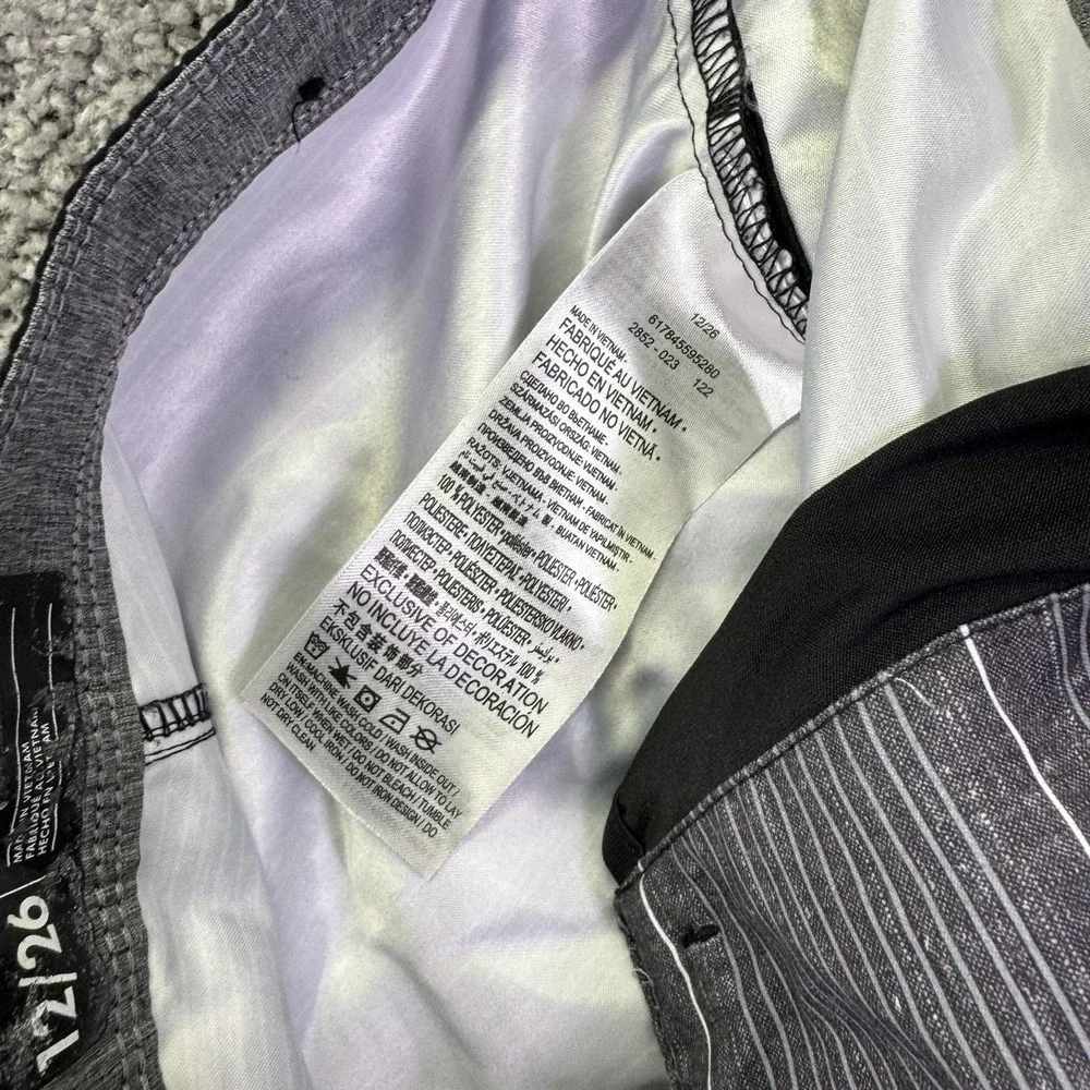 Hurley Board Shorts Boys 12 Gray Striped Swim Trunks Drawstring Surf Beach